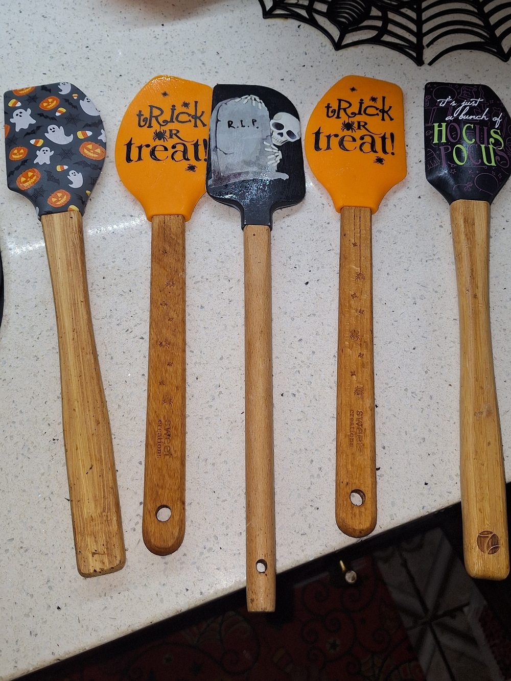 Halloween Silicone Spatula Set - Orange, Black, Gray, Purple Designs